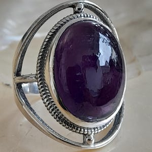 Anillo de plata con amatista plata de ley 925 talla 58