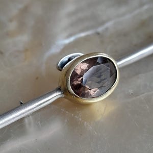 Brosche, Anstecknadel 925 er Sterling Silber mit einem Rauchquarz