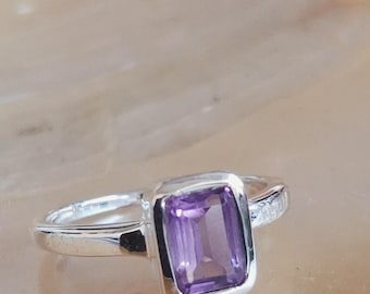 Sterling Silver Amethyst Ring Size 54