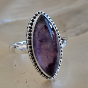 Sterling Silver Amethyst Ring Size 60