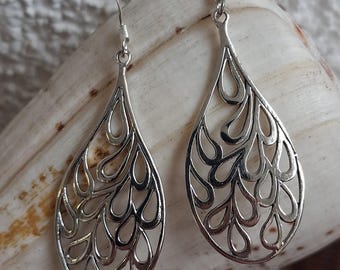 Large drop earrings, 925 sterling silver