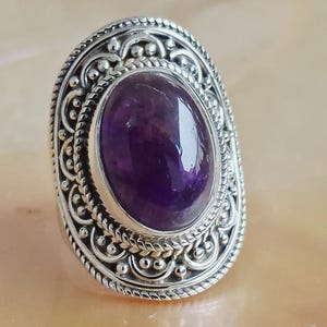 Ring 925 Sterling Silver Amethyst Size 52