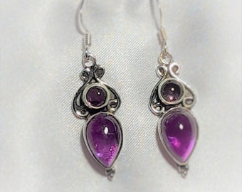 Earrings - Drop Earrings Silver Amethyst