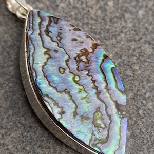 Abalone - Coquille d&#39;Iris - Coquille Paua, Pendentif Argent