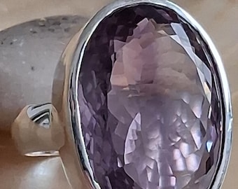 Ring 925 Sterling Silver with Amethyst Size 54