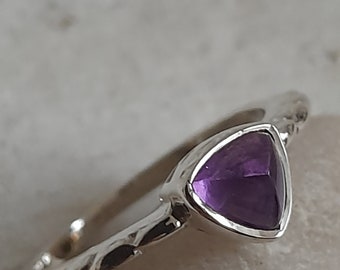 Ring 925 sterling silver with amethyst size 59