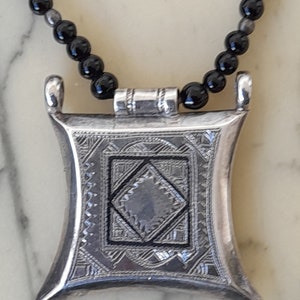 Ethno Jewelry North Africa Tuareg Necklace Necklace - Silver Onyx - Handmade