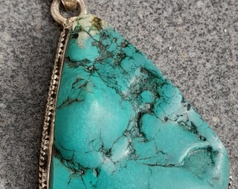 Silver Jewelery - Turquoise Jewelery - Silver pendant with a natural turquoise stone
