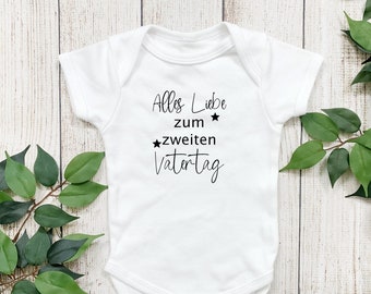 Bügelbild "zum zweiten Vatertag" für Baby-Body, Bügelmotiv für Vatertagsgeschenk