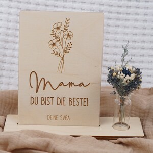 Holzkarte "Mama, du bist die Beste", Muttertagsgeschenk