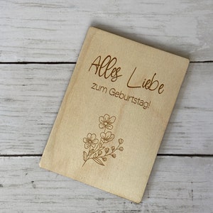 Geburtstagskarte aus Holz, Holzkarte "Alles Liebe zum Geburtstag"