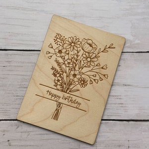 Geburtstagskarte aus Holz, Holzkarte "Happy birthday", Grußkarte zum Geburtstag