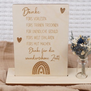 Karte aus Holz mit Halter "Danke für die wunderschöne Zeit!", Abschiedsgeschenk
