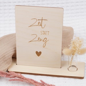 Holzkarte "Zeit statt Zeug"