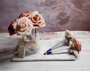 Two Rose Pens | Wedding Bridal Shower Party Favors | School Teachers Students Stationery Office Planner Supplies