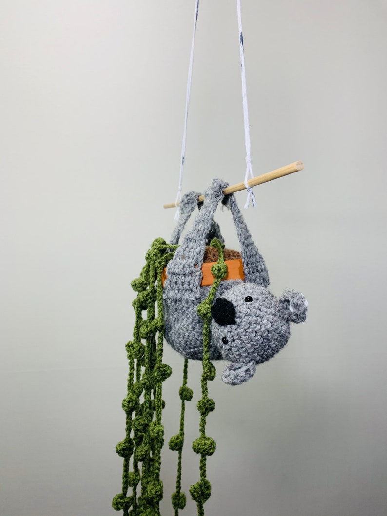 Koala Hanging Planter Crochet Hanging Planter Animal Etsy