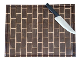 End Grain Cutting Board | Brick Pattern | Walnut/Maple