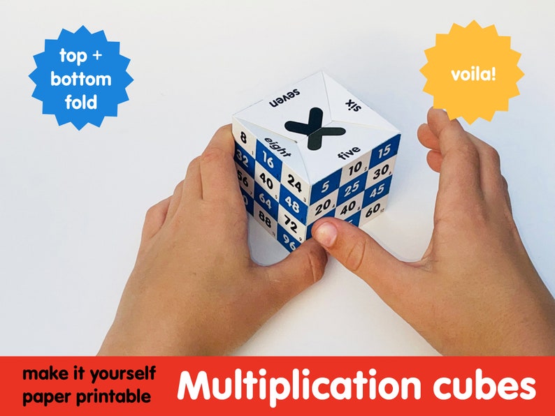 MULTIPLICATION TABLE CUBES Printable Paper Model to Make at Home or