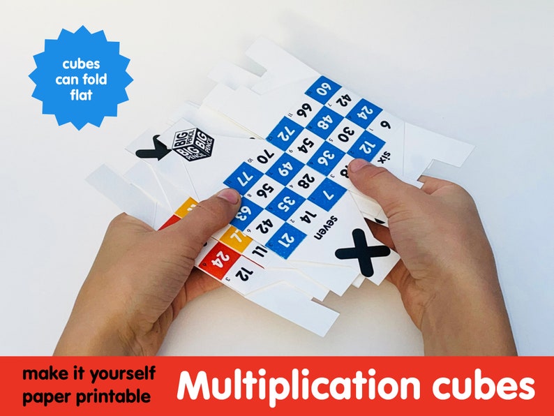 MULTIPLICATION TABLE CUBES Printable Paper Model to Make at Home or