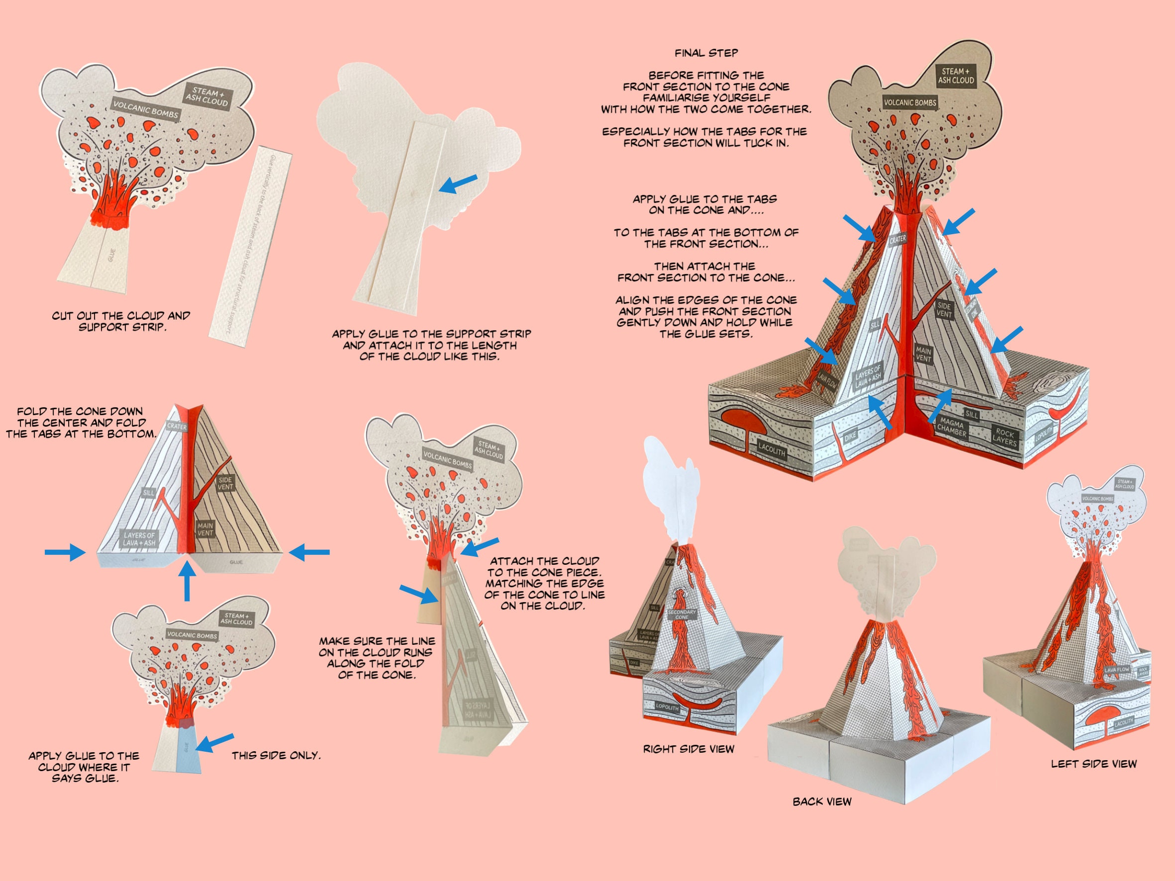 VOLCANO MODEL Printable Paper Diorama. Make It Yourself Etsy UK