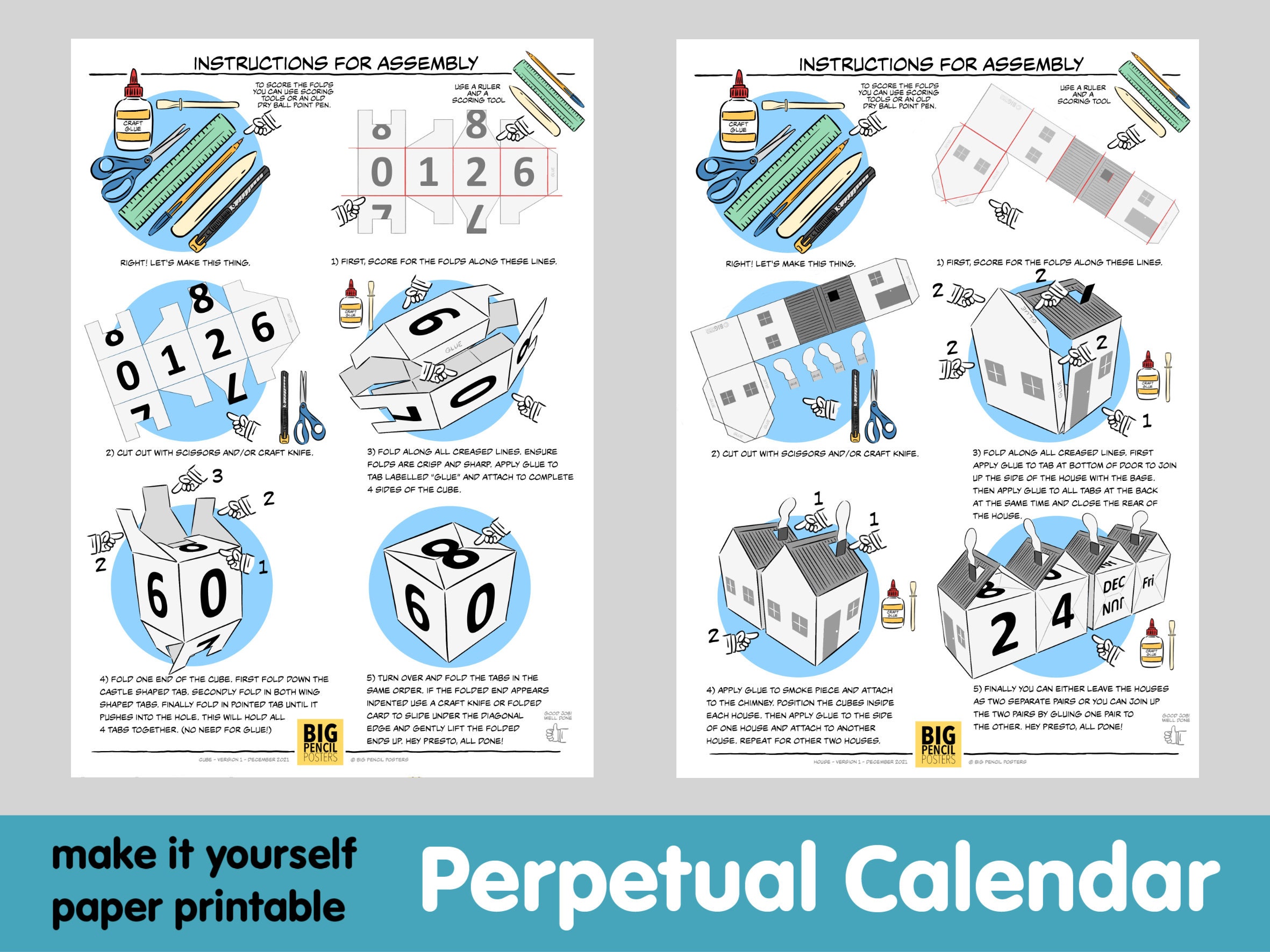 PERPETUAL CALENDAR Printable Paper Calendar to Make at Home - Etsy