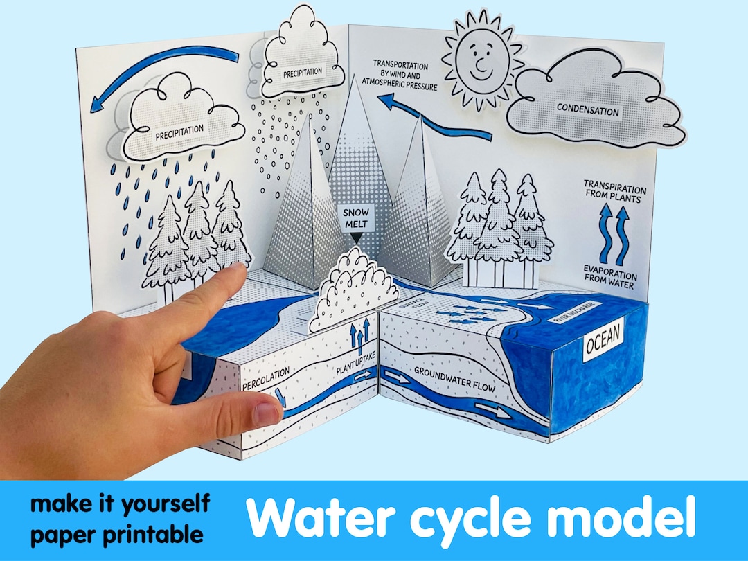 WATER CYCLE MODEL Printable Paper Diorama. Make It Yourself School