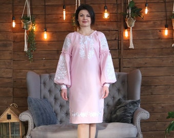 Embroidered dress, vyshyvanka dress, ukraine dress, linen dress "Mia" PJ-0047