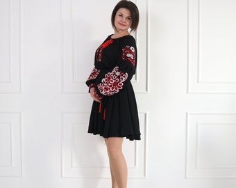 Embroidered dress, vyshyvanka dress, ukraine dress, linen dress "Emily" PJ-0043