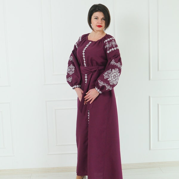 Embroidered dress, vyshyvanka dress, ukraine dress, linen dress "Marianne" PJ-0036