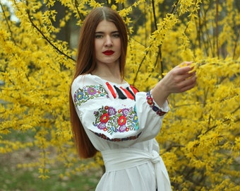 Embroidered dress, vyshyvanka dress, ukraine dress, linen dress "Violetta" PJ-0006