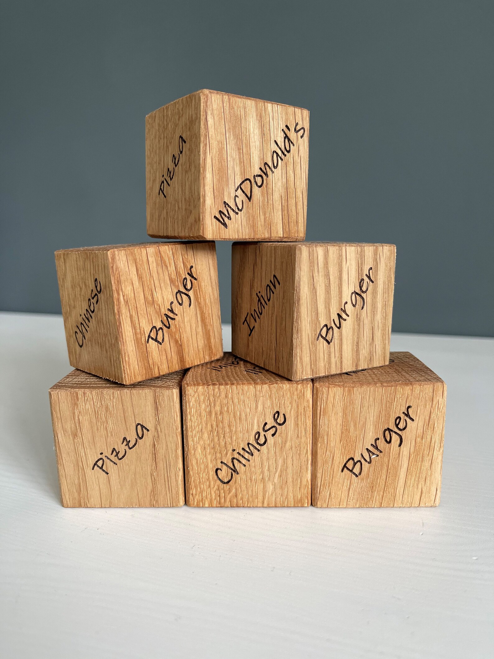 Personalised Takeaway Dice Solid Oak Decision Dice Gift Etsy UK