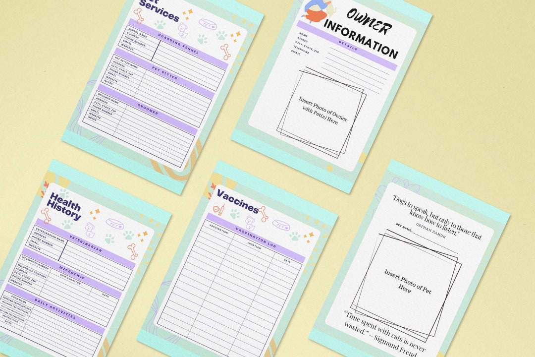 Printable Emergency Pet Binder | Printable Pet Planner | Pet Binder ...