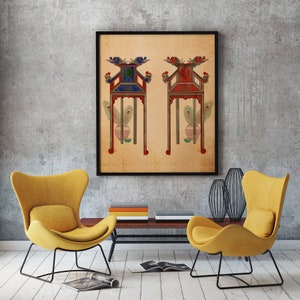 Korea/chair/coloful/Oriental painting/poster/home wall decor/nice energy/blessing/Digital Download