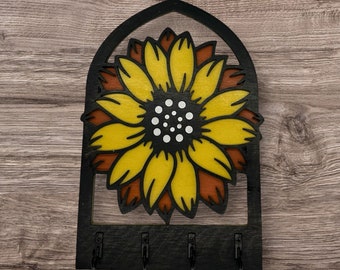 Sunflower Four Hook Arch Key Hanger/ Organizer