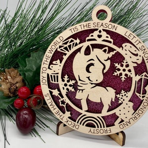 Unicorn Wooden Christmas Ornament