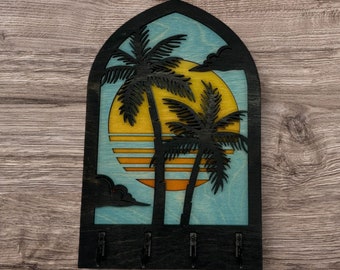 Palm Tree Four Hook Arch Key Hanger/ Organizer