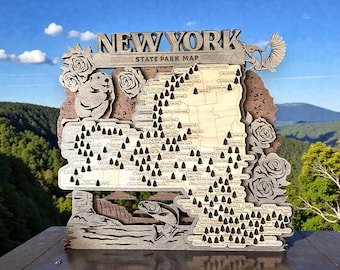 New York State Parks Travel Map – Interactive Wooden Park Tracker – Personalized NY State Park Map – Adventure Map