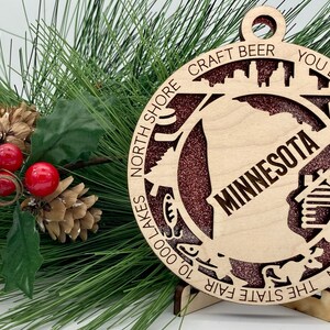 Minnesota State Wooden Christmas Ornament