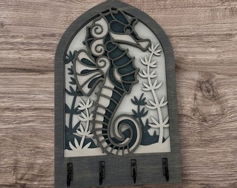 Seahorse Four Hook Arch Key Hanger/ Organizer