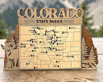 Colorado State Parks Interactive Wooden Map