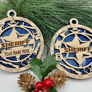 Sheriff First Responder Christmas Ornaments Customizable