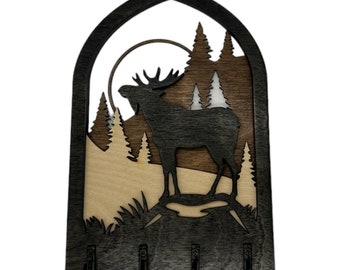 Moose Four Hook Arch Key Hanger/ Organizer
