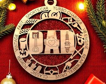 Dad Mechanic Ornament – Engine & Car Enthusiast Gift