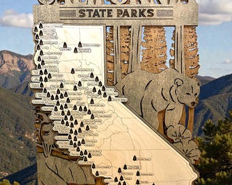 California State Parks Interactive Wood Map | Travel Tracker Map | Family Adventure Wall Art | Personalized State Park Map | All Wood Decor