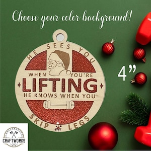 Santa Fitness Gym Wooden Christmas Ornament