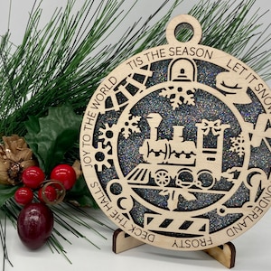 Train Wooden Christmas Ornament CUSTOMIZABLE