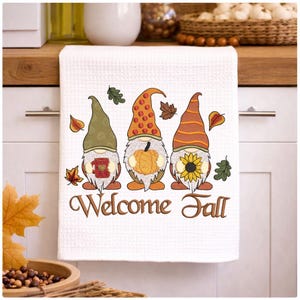 Welcome Fall Gnomes Design | Autumn Gnome Trio | Machine Stitch File