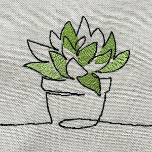 Succulent in a pot Machine Embroidery File, 4x4 inch hoop