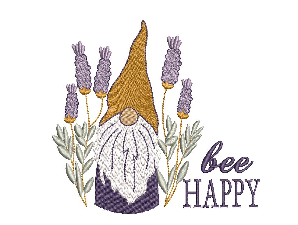 Gnome bee happy machine embroidery design  etsy