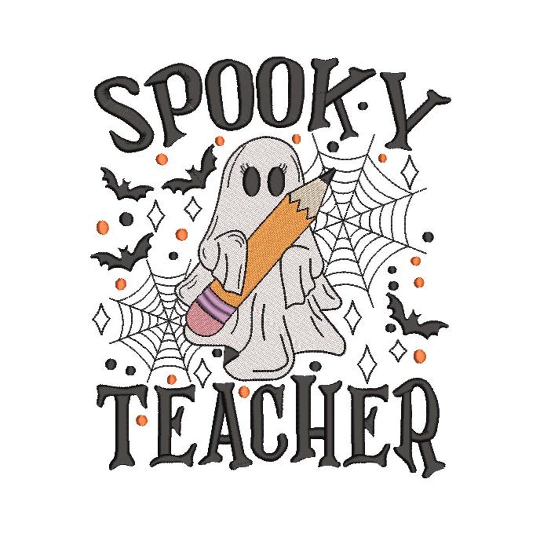 Fun Ghost Teacher With Pencil, Spider Web and Bats. - Etsy